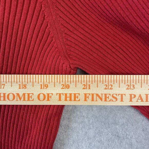 Anthropologie Maeve Polo Bell Sleeve Sweater Women's XL Red Ribbed Holiday - Picture 10 of 11